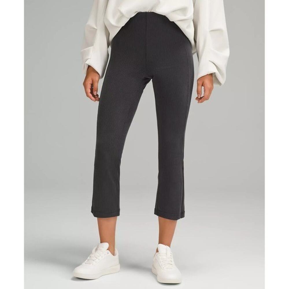 Lululemon Ribbed Softstreme Zip-Leg High-Rise Cropped Pant 25" Black Size 2 NWT